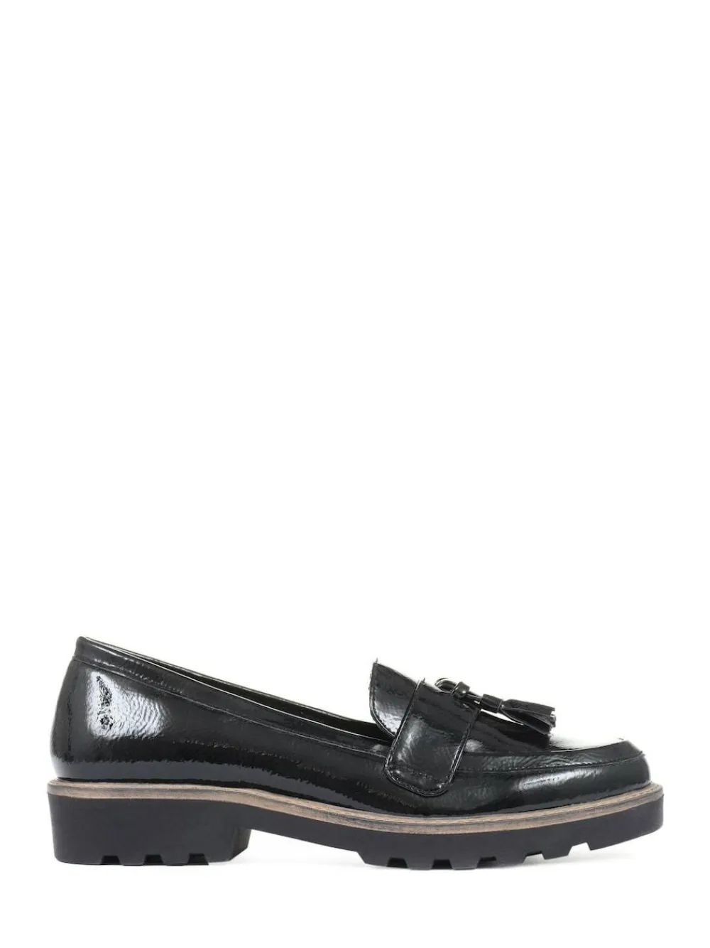 Pavers Black Patent Ladies Loafers^Women Flats