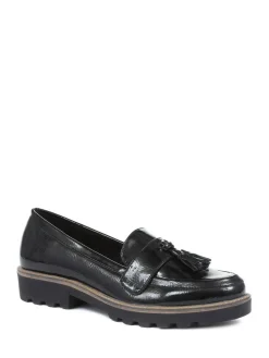 Pavers Black Patent Ladies Loafers^Women Flats
