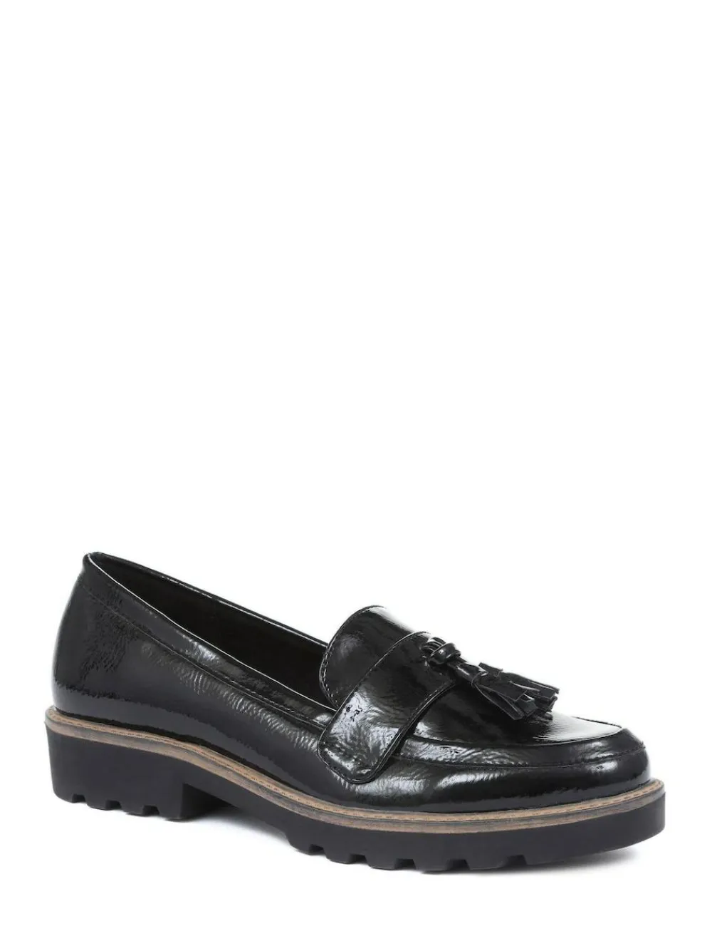 Pavers Black Patent Ladies Loafers^Women Flats