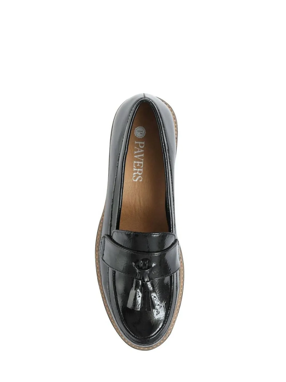 Pavers Black Patent Ladies Loafers^Women Flats