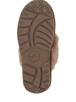 New Pavers Sheepskin Lined Slippers Brown
