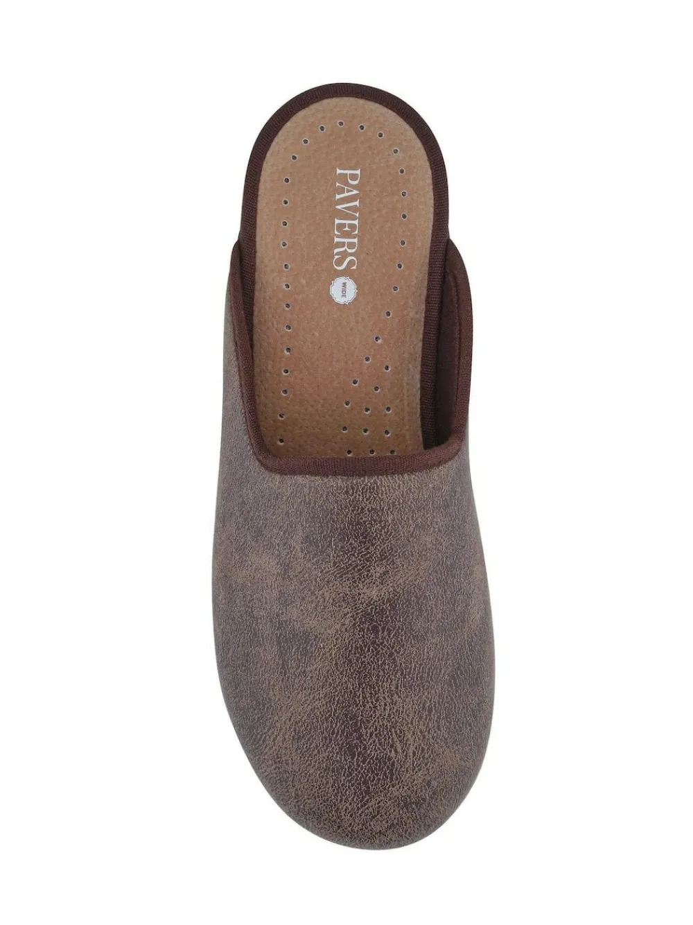 Pavers Wide Fit Supportive Mule Slippers Brown
