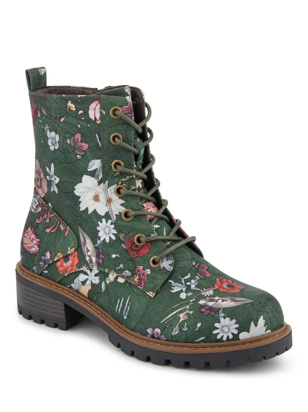 Clearance Pavers Wide Fit Lace-Up Ankle Boots Green