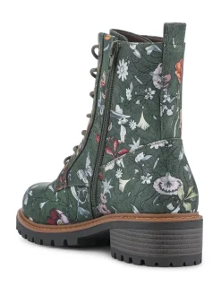 Clearance Pavers Wide Fit Lace-Up Ankle Boots Green