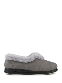 Pavers Wide Fit Memory Foam Cosy Slippers Grey