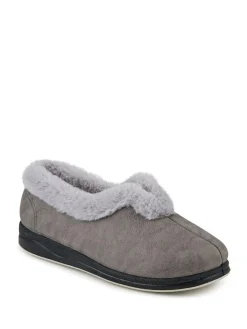 Pavers Wide Fit Memory Foam Cosy Slippers Grey