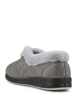 Pavers Wide Fit Memory Foam Cosy Slippers Grey