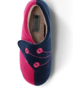 Pavers Wide Fit Ladies Touch Fasten Full Slippers With Permalose Sole^Women Slippers