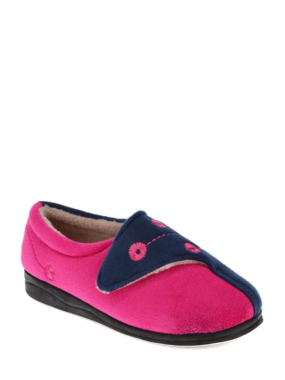 Pavers Wide Fit Ladies Touch Fasten Full Slippers With Permalose Sole^Women Slippers