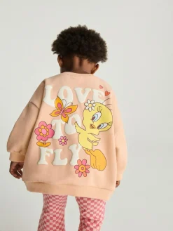 Online Next Peach Pink Tweety Sweatshirt & Flare Leggings Set (3mths-7yrs)