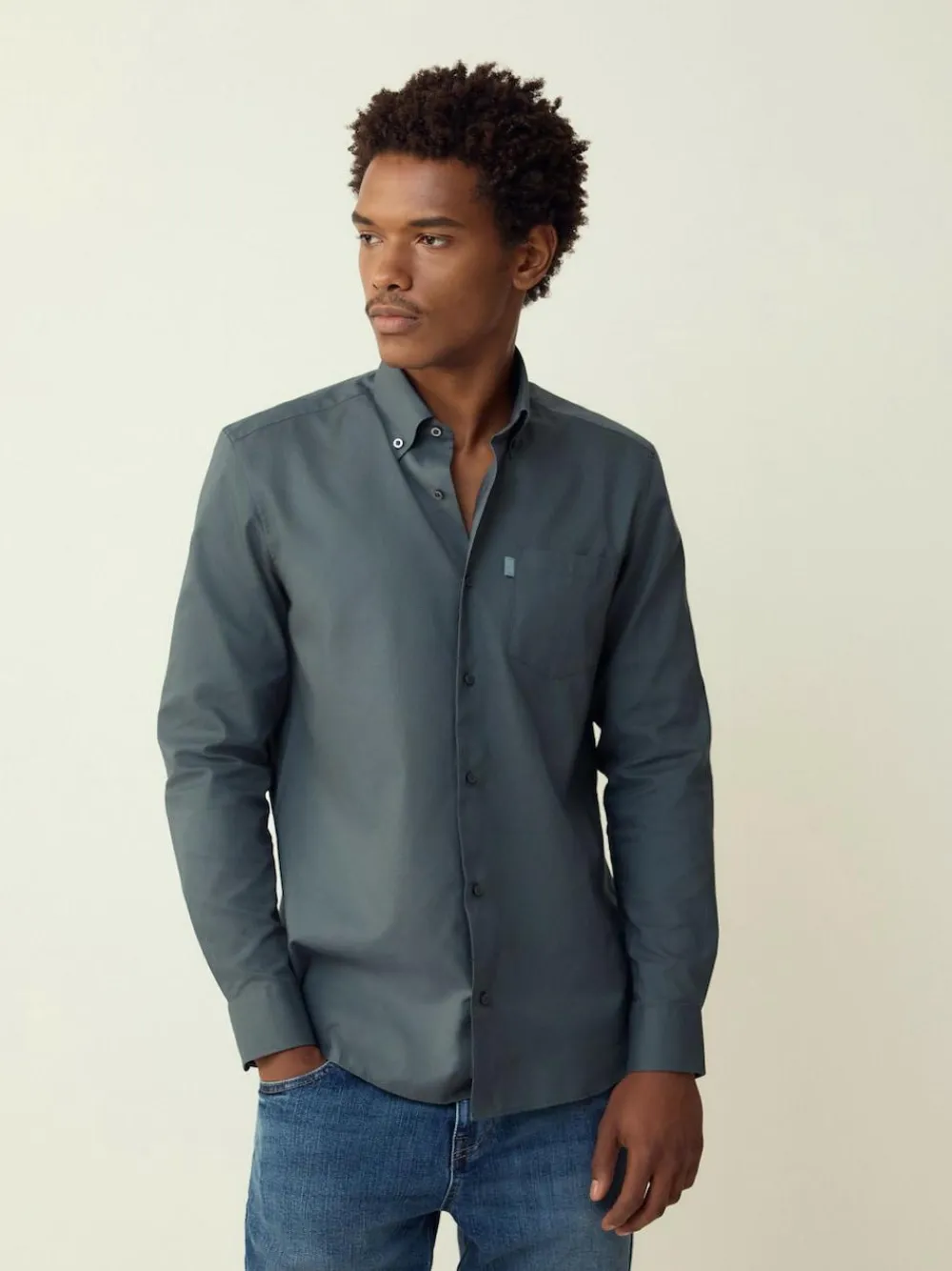 Next Petrol Blue Regular Fit Button Down Easy Iron Oxford Shirt^ Shirts