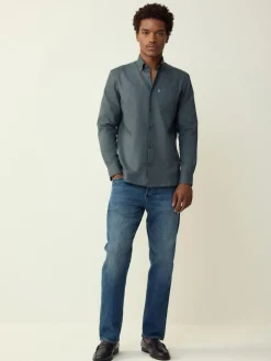 Next Petrol Blue Regular Fit Button Down Easy Iron Oxford Shirt^ Shirts