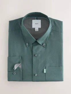 Next Petrol Blue Regular Fit Button Down Easy Iron Oxford Shirt^ Shirts