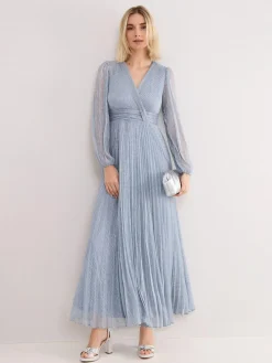 Phase Eight Blue Harper Plisse Dress^Women Maxi Dresses