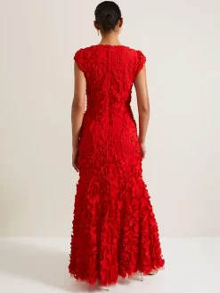 Online Phase Eight Red Charlene Ruffle Maxi Dress