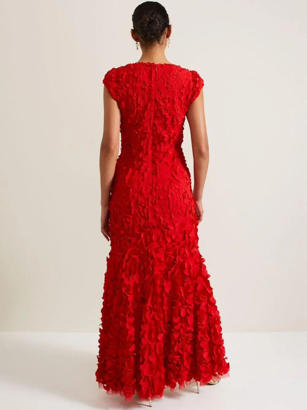 Online Phase Eight Red Charlene Ruffle Maxi Dress