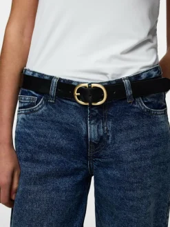 Best PIECES Black Leather Belt