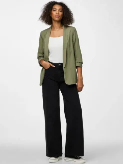 New PIECES Green Ruched Sleeve Blazer