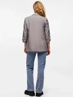 Hot PIECES Grey Ruched Sleeve Blazer
