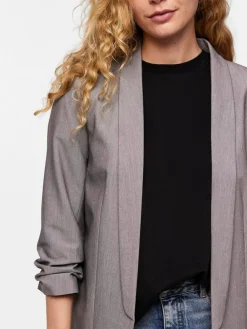 Hot PIECES Grey Ruched Sleeve Blazer