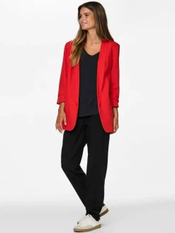 Sale PIECES Red Ruched Sleeve Blazer