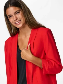 Sale PIECES Red Ruched Sleeve Blazer