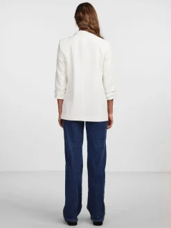 Discount PIECES White Ruched Sleeve Blazer