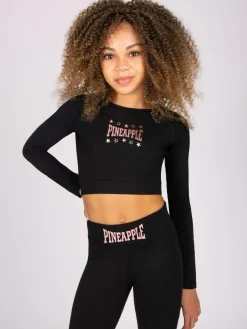 Sale Pineapple Black Girls Raglan Long Sleeve Crop Top