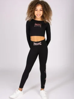 Sale Pineapple Black Girls Raglan Long Sleeve Crop Top