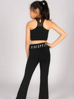 Pineapple Black Logo Mesh Panel Girls Crop Top^ Vests