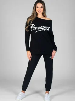 Pineapple Black Skinny Zip Joggers^Women Loungewear