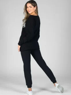 Pineapple Black Skinny Zip Joggers^Women Loungewear