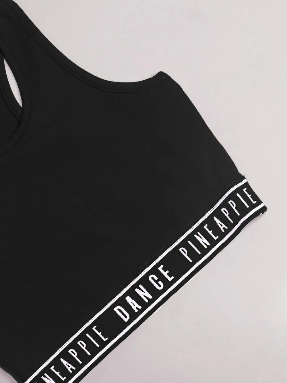 Pineapple Tape Hem Midi Crop Top Black