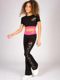 New Pineapple Black The Next Step Star Short Sleeve Crop Top