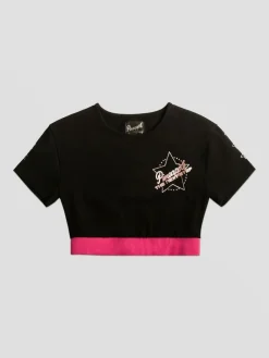 New Pineapple Black The Next Step Star Short Sleeve Crop Top