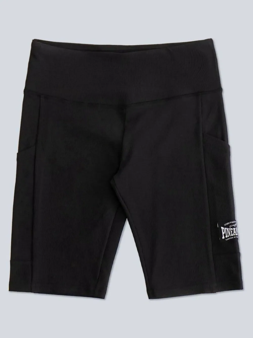 Clearance Pineapple Black Womens Rib Cycling Shorts with Pocket