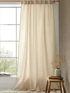 Pineapple Elephant Muscat Waffle Slot Top Voile Curtains Panel^ Curtains & Blinds