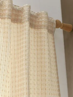 Pineapple Elephant Muscat Waffle Slot Top Voile Curtains Panel^ Curtains & Blinds