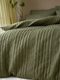 Pineapple Elephant Tamba Jersey Stripe Quilted Duvet Cover Set^ Branded Bedlinen