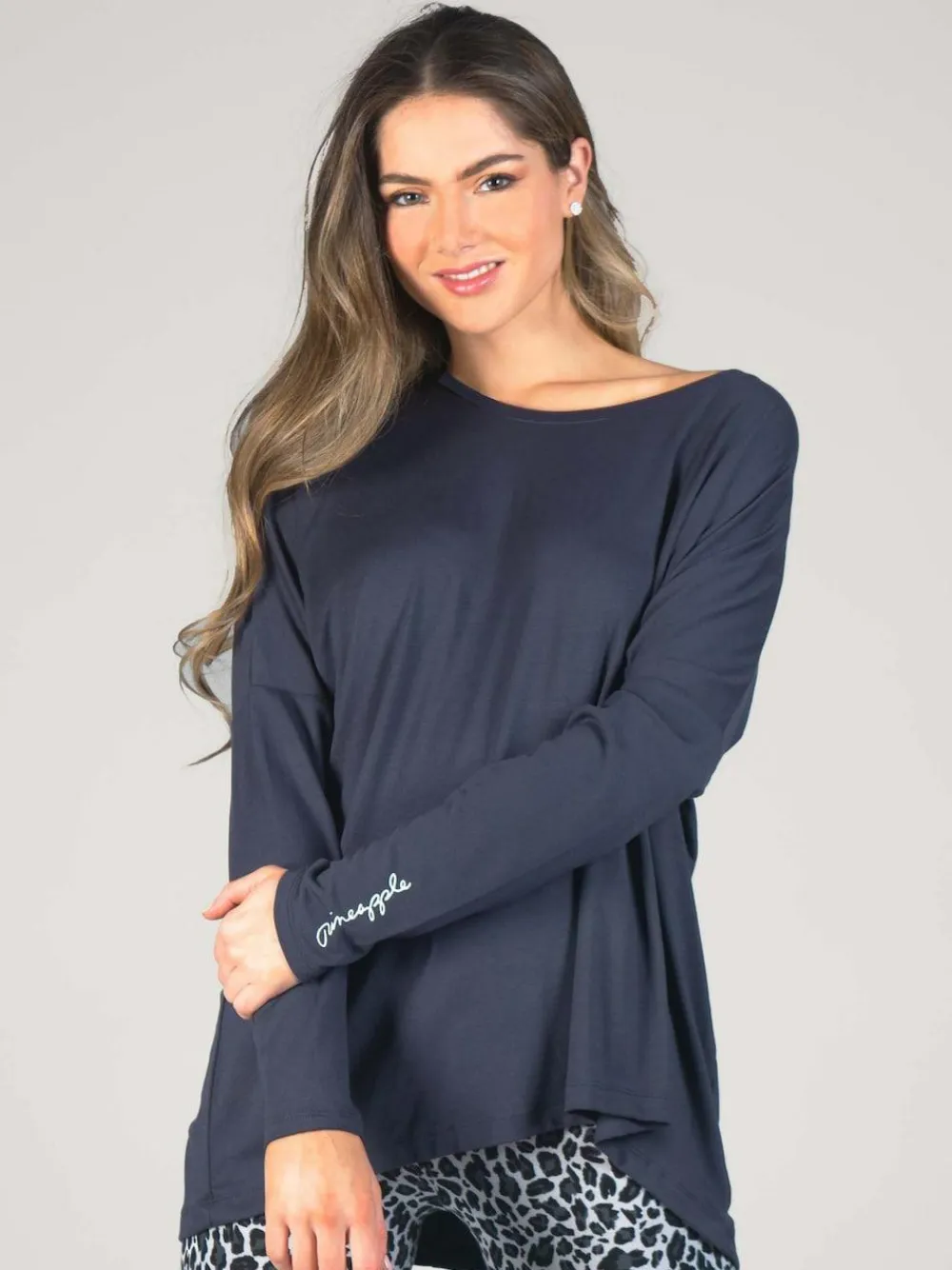 Pineapple Grey Womens Script Long Sleeves Top^Women Sportswear