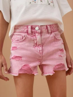Next 100% Cotton Frayed Edge Distressed Shorts (3-16yrs) Pink