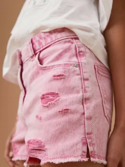 Next 100% Cotton Frayed Edge Distressed Shorts (3-16yrs) Pink