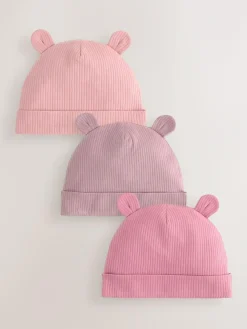 Best Next Pink 3 Pack Baby Beanies (0-18mths)