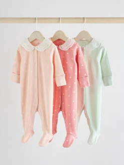 Next Pink 3 Pack Baby Sleepsuits (0-2yrs)^ Nightwear