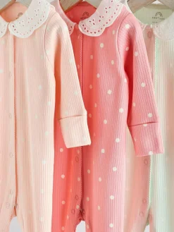Next Pink 3 Pack Baby Sleepsuits (0-2yrs)^ Nightwear
