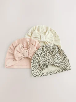 Best Next Pink 3 Pack Baby Sleepsuits with Matching Turbans (0mths-2yrs)
