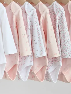 Sale Next Pink 7 Pack Long Sleeve Baby Bodysuit