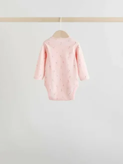Online Next Pink 5 Pack Long Sleeve Baby Bodysuit