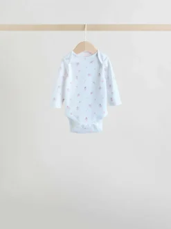 Online Next Pink 5 Pack Long Sleeve Baby Bodysuit