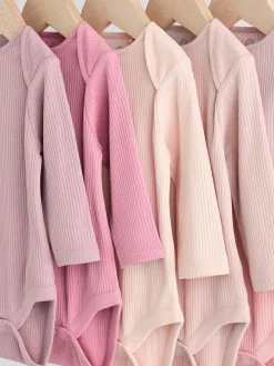 Next Pink 5 Pack Long Sleeve Baby Bodysuits^ Bodysuits & Vests|Vests